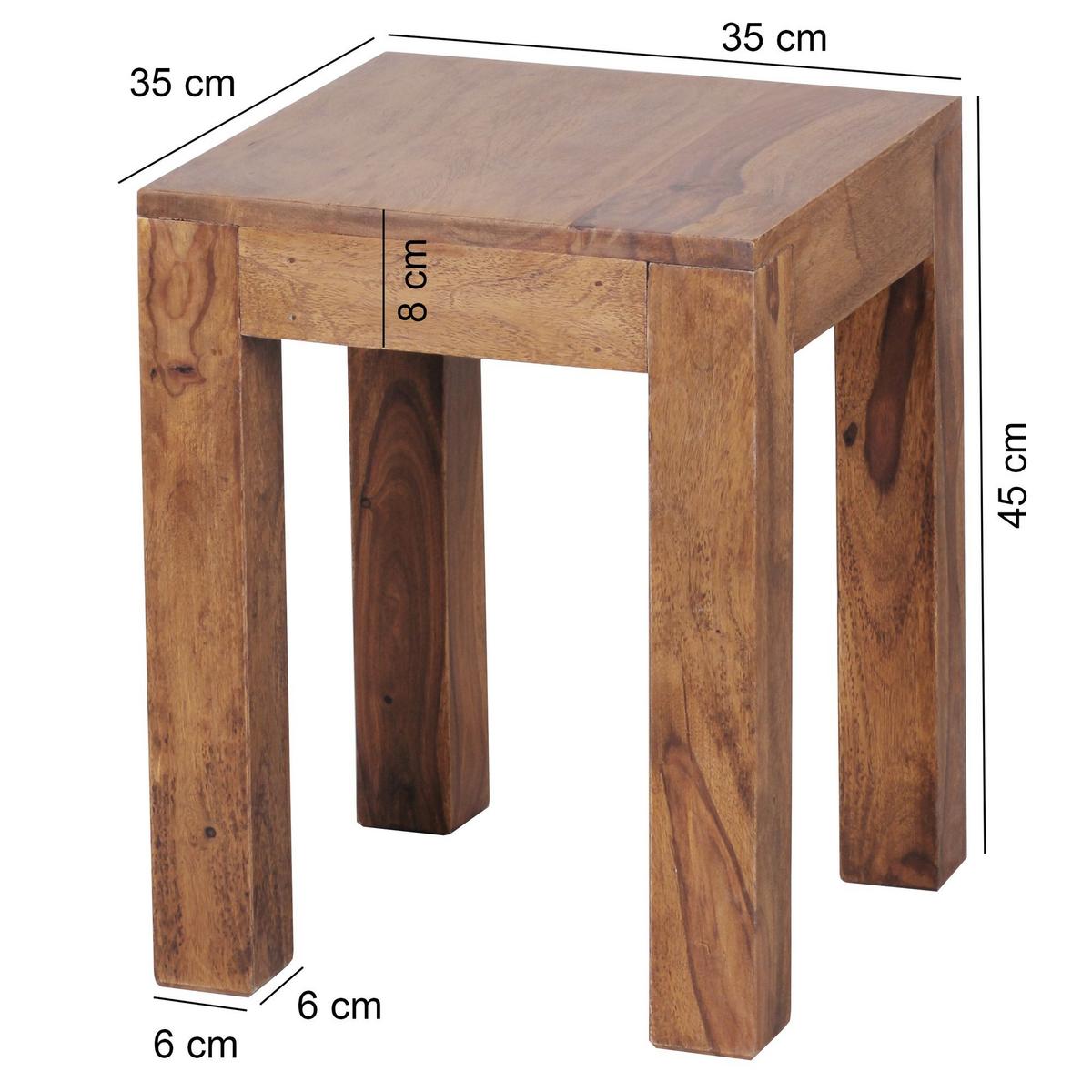 BEISTELLTISCH Massivholz Landhausstil Design MUMBAI, Dunkelbraun 35x35x45 cm - Braun, Holz (35/35/45cm) - KADIMA DESIGN