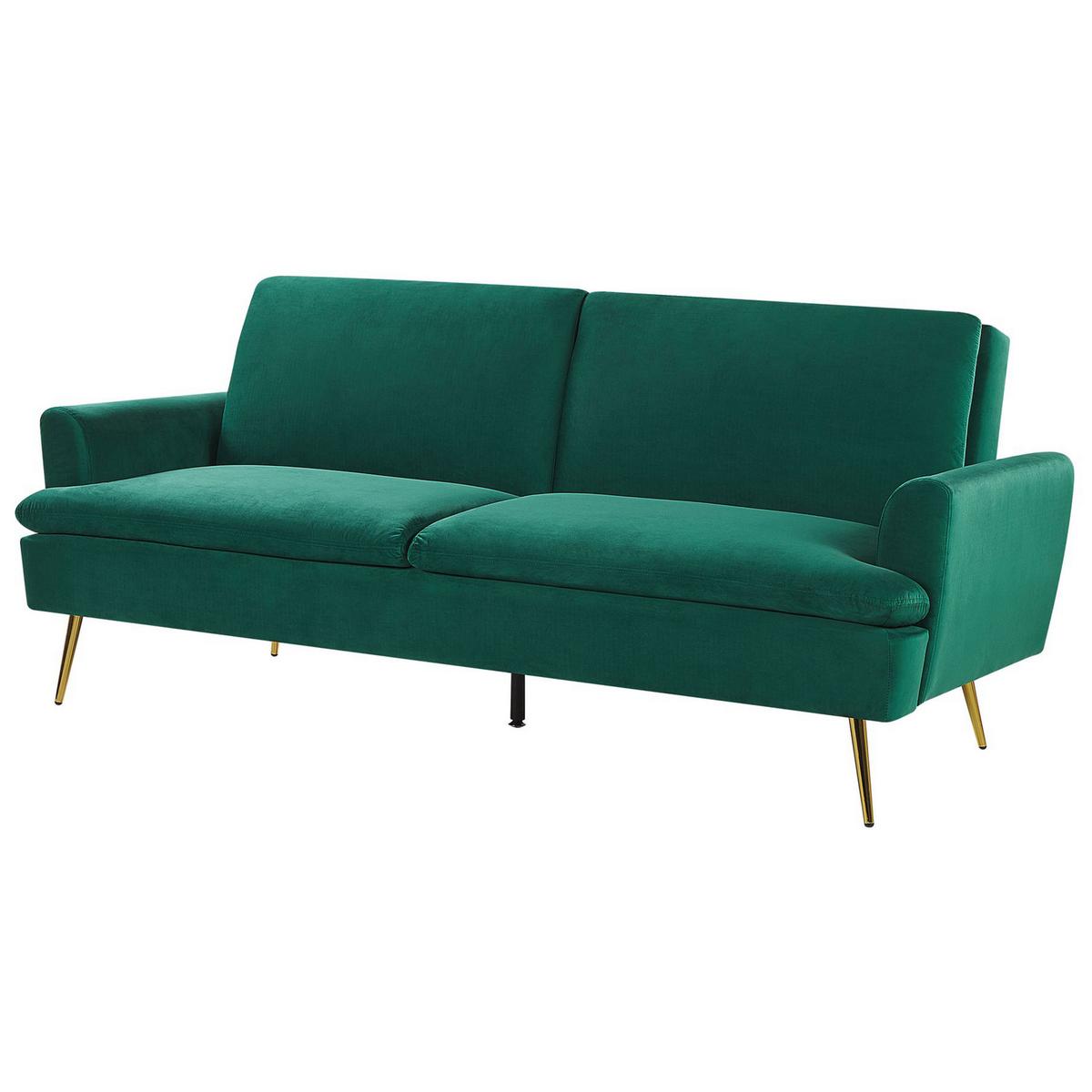 3-SITZER-SCHLAFSOFA Samtstoff Dunkelgrün Vettre - Dunkelgrün, Textil (210/88/84cm) - Beliani