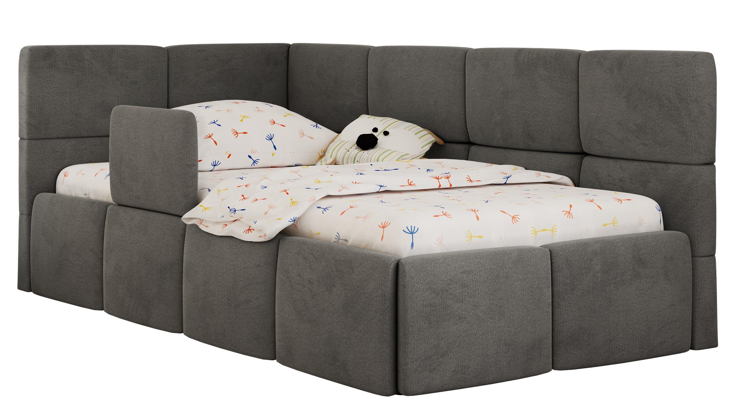 POLSTERBETT ARVO ALTA 90/200 - Dunkelgrau Velvet - Ohne Matratze - Links - Grau, Textil (90/200cm) - MKS