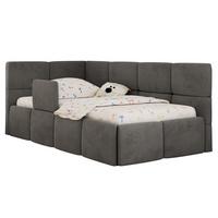POLSTERBETT ARVO ALTA 90/200 - Dunkelgrau Velvet - Ohne Matratze - Links - Grau, Textil (90/200cm) - MKS