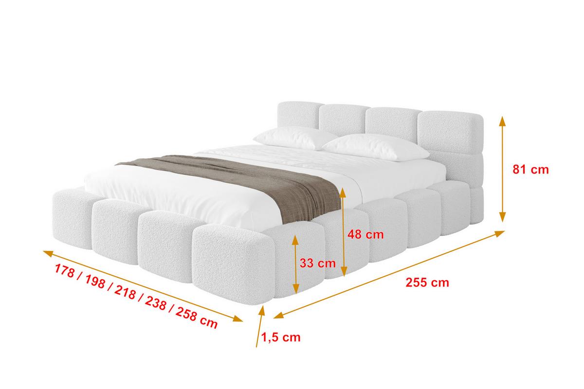 POLSTERBETT mit Bettkasten und Lattenrost, Bett mit Matratze H3/H4, Kopfteil, Boxbett, Doppelbett mit Stauraum - NATA-v1 160x200 Weiß - Weiß, Holzwerkstoff/Textil (160/200cm) - ALTDECOR