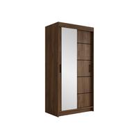 SCHIEBETÜRENSCHRANK Infinity III 120 - Nussbaumfarben/Schwarz, Holzwerkstoff/Kunststoff (120/200/58cm) - MIRJAN24