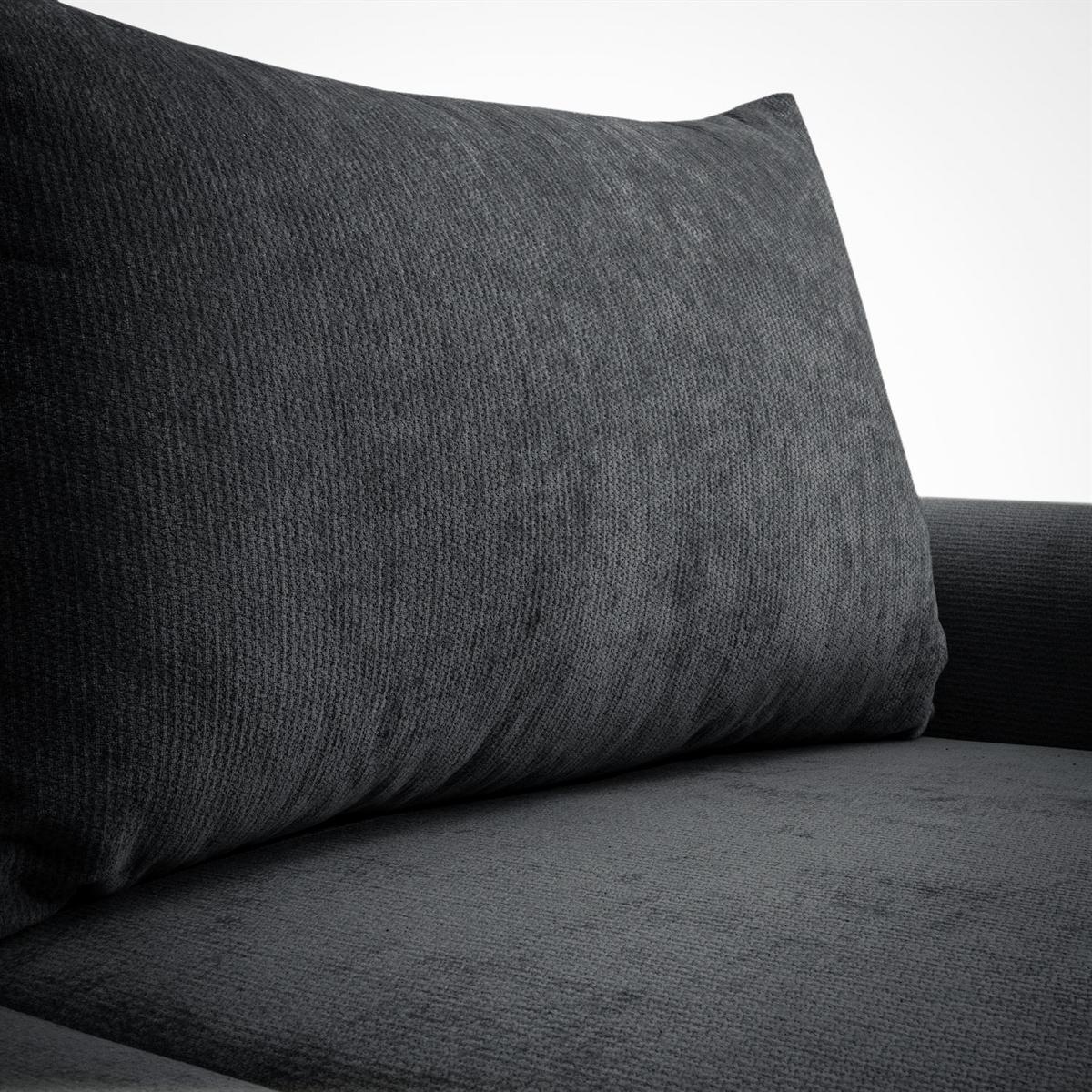ECKSOFA GOYA mit Schlaffunktion und Bettkasten, Rechte, Perfect Harmony 90 - Graphitfarben, Textil (302/184cm) - Lookway