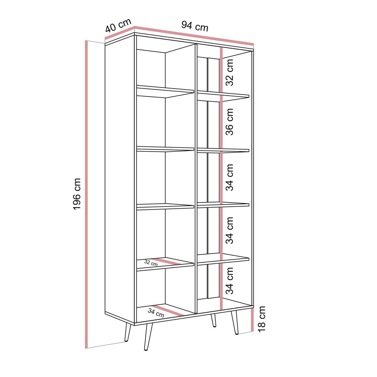 VITRINE ALMA mit LED-Beleuchtung - Eichefarben/Schwarz, Holzwerkstoff (94/196/40cm) - Lookway