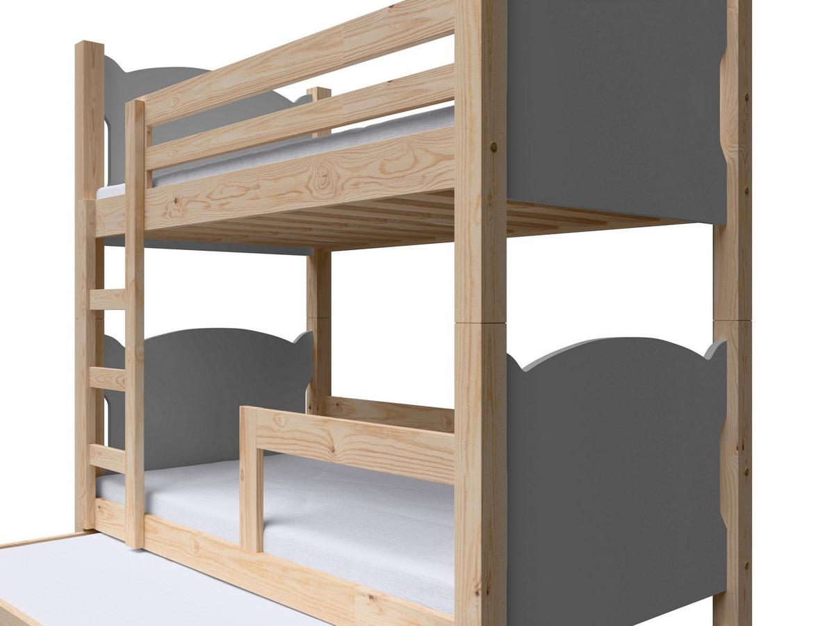 ETAGENBETT LEONE mit Bettkasten 80x180 cm Kieferfarben - Kieferfarben/Grau, Holz (80/180cm) - MASSENO