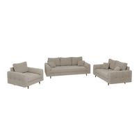 SITZGARNITUR 3+2+1 Henrik Beige Boucle - Beige/Schwarz, Holz/Textil (210/81/93cm) - S-Style Möbel