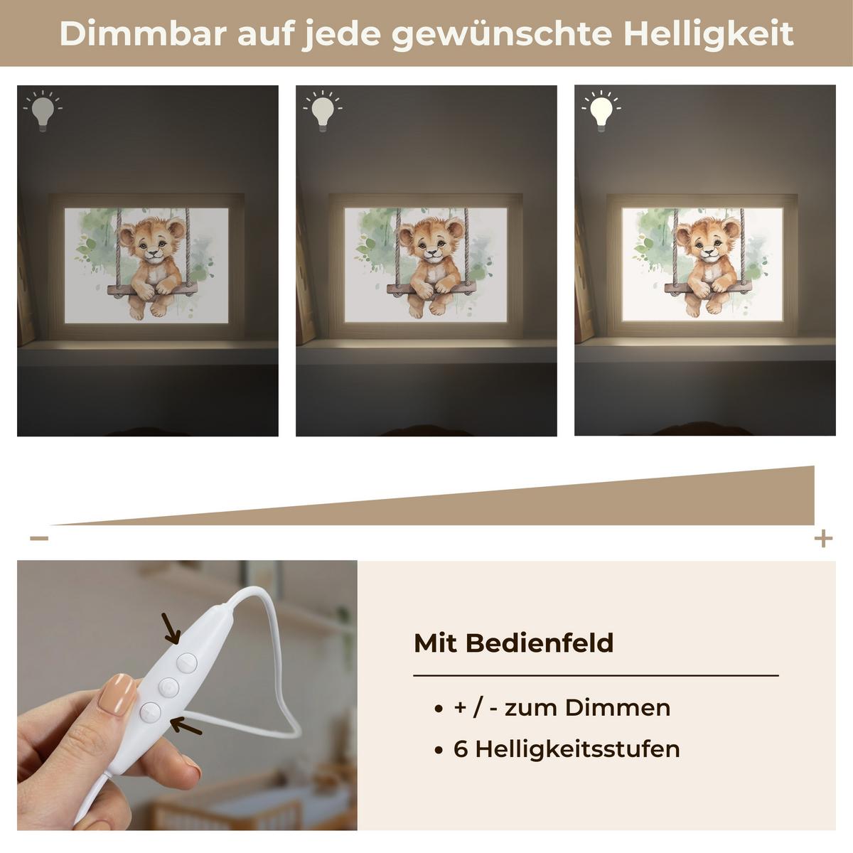 NACHTTISCHLAMPE Löwe - Tier - Kinder - Dschungel 20x15 cm - Weiß, Holzwerkstoff (8/20/15cm) - OnlyWow
