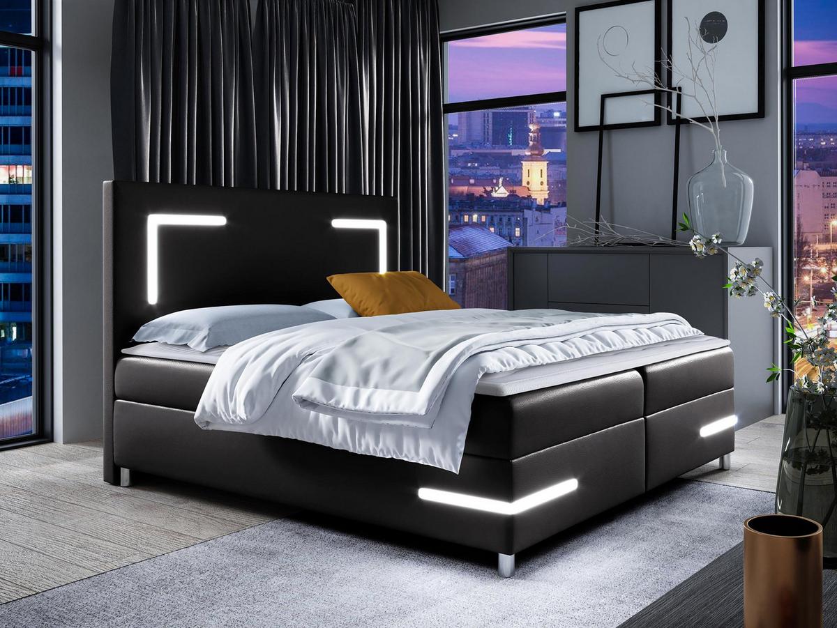 BOXBETT Delos LED - H3 - Schwarz, Holz (160/200cm) - MIRJAN24