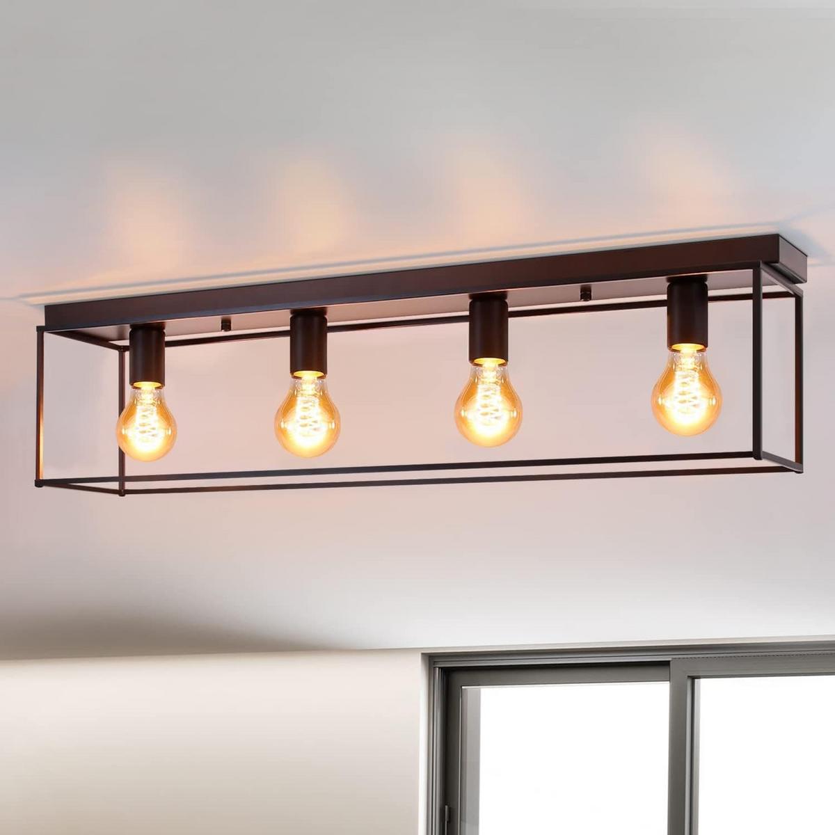 DECKENLEUCHTE Ignaz 4-flammig 80/15/20 cm - Schwarz, Metall (80/15/20cm) - Nettlife