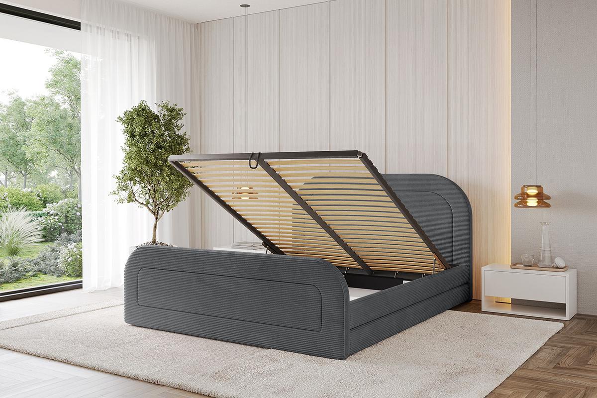 POLSTERBETT mit Bettkasten, Fußteil und Lattenrost, Boxbett ohne Matratze - LERIS-Z 180x200 Dunkelgrau - Anthrazit, Holzwerkstoff/Textil (180/200cm) - ALTDECOR