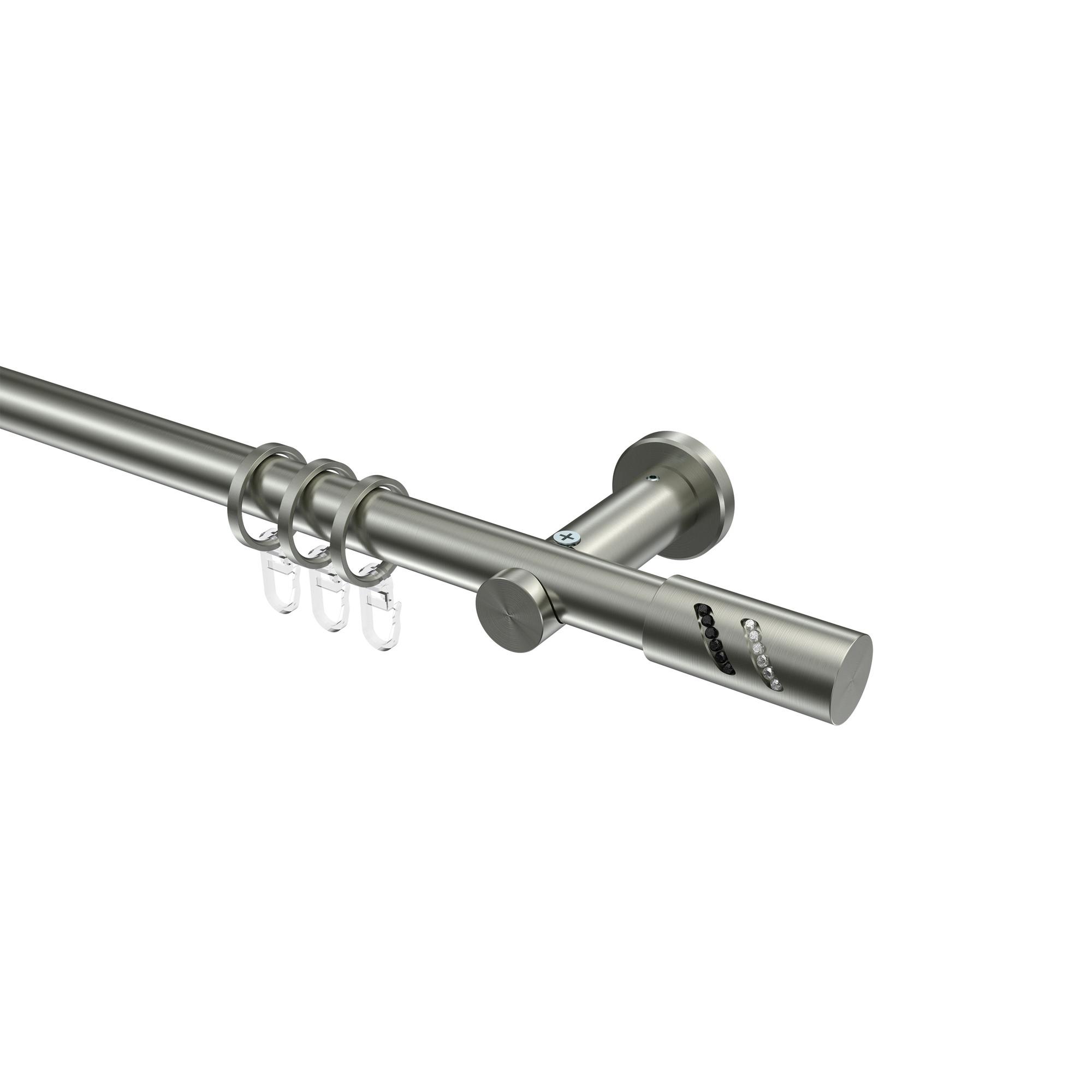 GARDINENSTANGE Platon Zoena 320 cm (geteilt in 2 x 160 cm), 1-läufig, 20 mm Ø Edelstahl-Optik - Edelstahlfarben, Metall (320cm) - INTERDECO