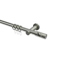 GARDINENSTANGE Platon Zoena 320 cm (geteilt in 2 x 160 cm), 1-läufig, 20 mm Ø Edelstahl-Optik - Edelstahlfarben, Metall (320cm) - INTERDECO