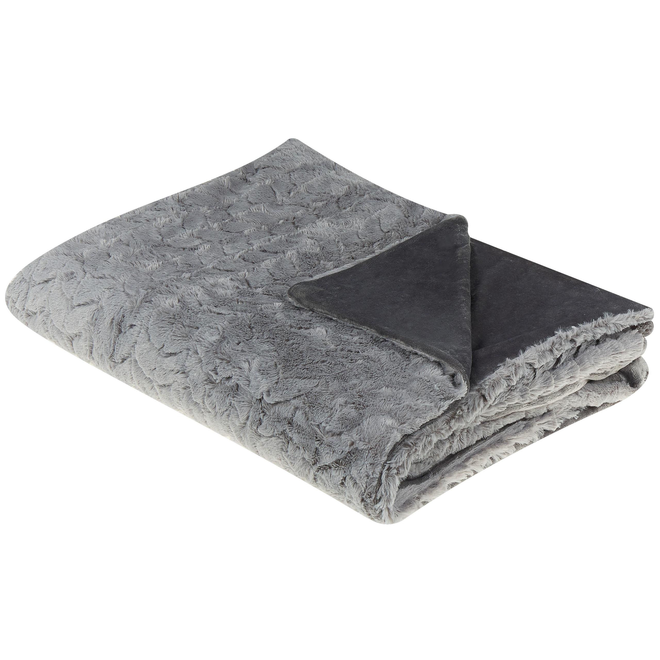DECKE Hellgrau Saraswati 150/200 cm - Hellgrau, Textil (150/200cm) - Beliani