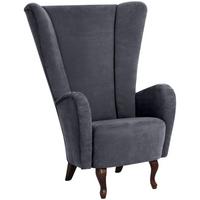 HOCHLEHNSESSEL Kailey Bezug Velourstoff Buche nussbaum dunkel / anthrazit - Anthrazit, Kunststoff (96/122/89cm) - 58aufmkessel