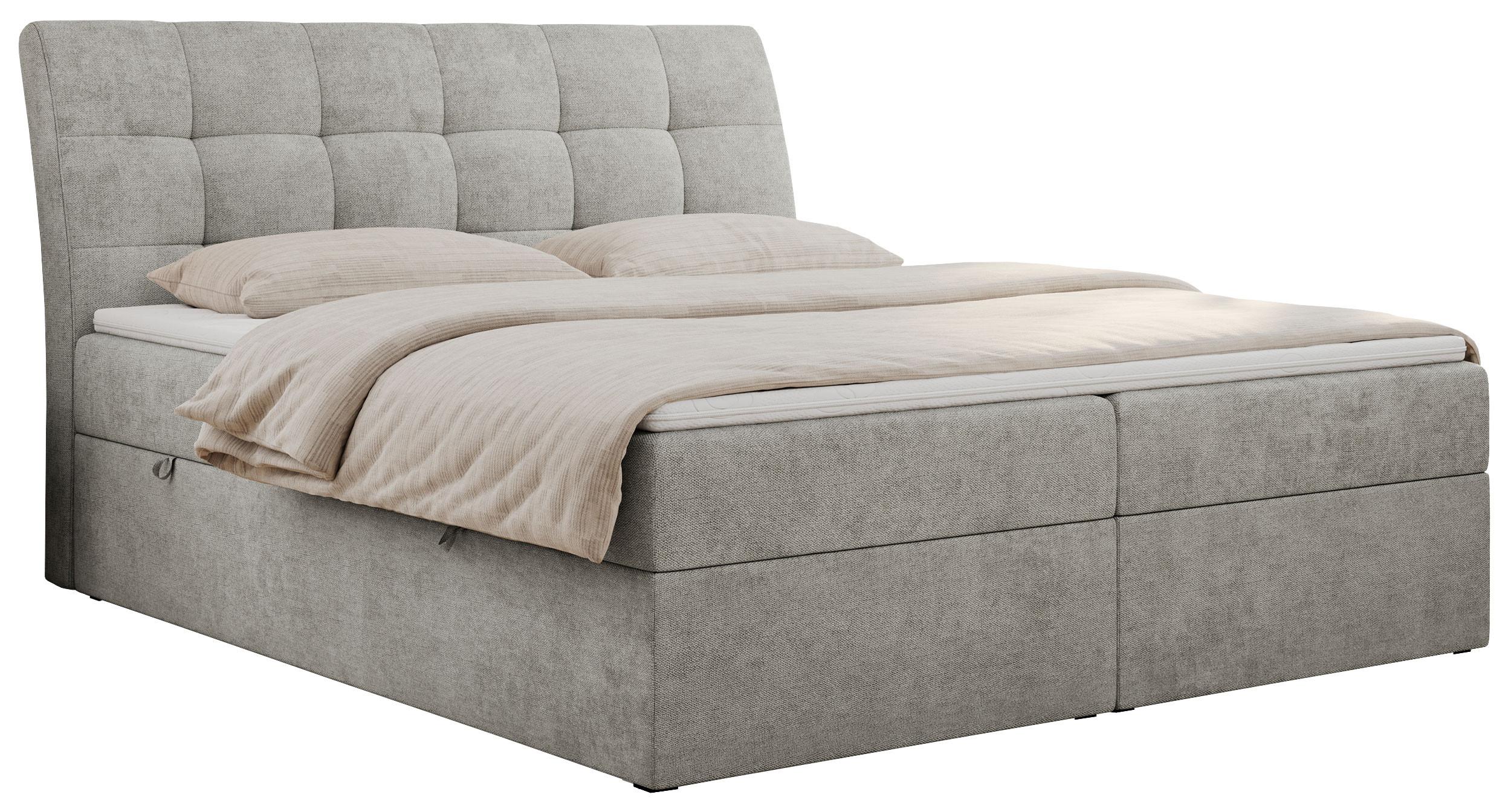 BOXBETT DIEGOS 200/200 Hellgrau Struktur - H4 - Hellgrau, Holz/Textil (200/200cm) - MKS
