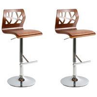 BARSTUHL 2er-Set Kunstleder Braun/Silber Petersburg - Dunkelbraun, Holzwerkstoff (42/95/42cm) - Beliani