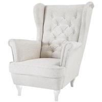 CHESTERFIELD-SESSEL Falco beige mit Weiß Holzbeinen - Beige/Weiß, Holz/Textil (82/102/92cm) - Beautysofa