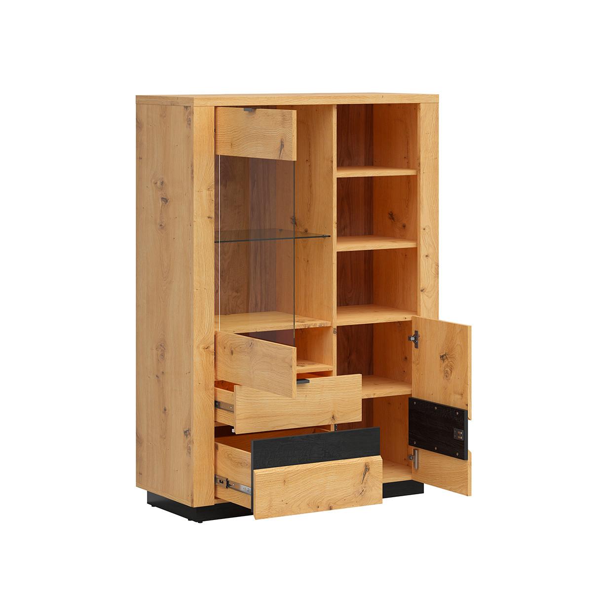 GESCHIRRSCHRANK Glenn Holz und Schwarz - Schwarz, Holzwerkstoff (100/143/42cm) - Petits-meubles
