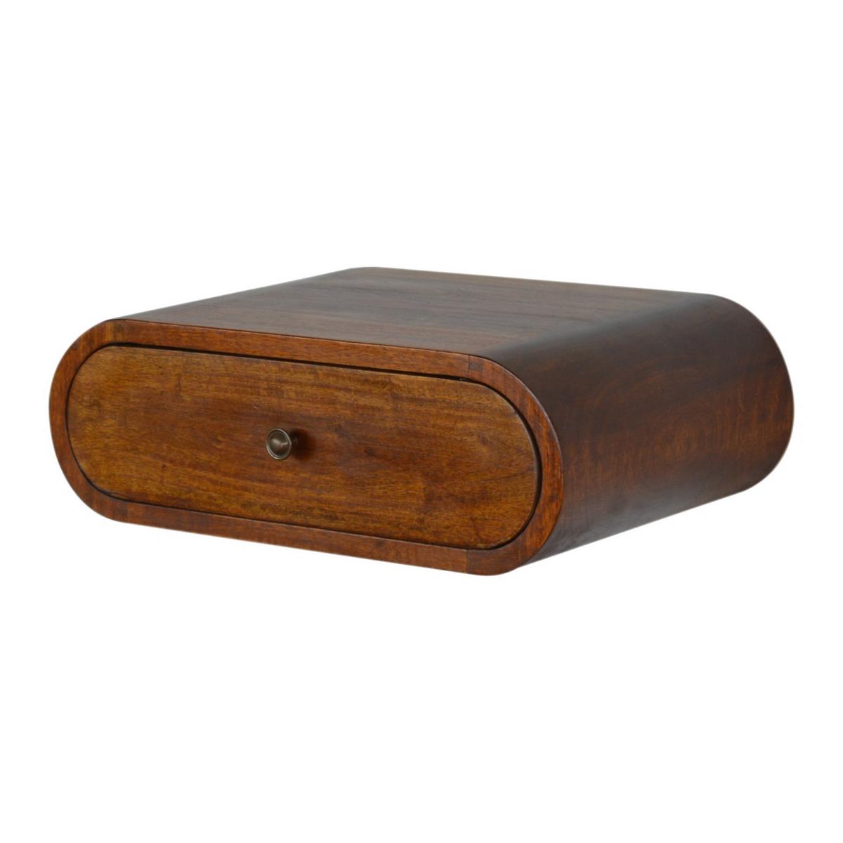 NACHTTISCH - Wandmontierter runder Kastanien, 1 Schublade, Braun - Kastanienfarben/Messingfarben, Holz/Metall (45/6.2/32cm) - Artisan Furniture
