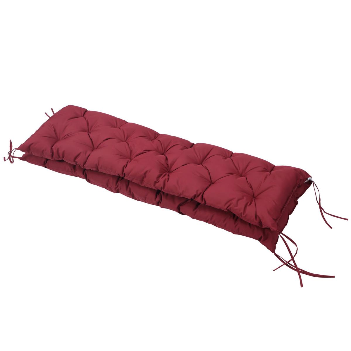 3 Sitzer Bankauflage 150 x 98 x 8 cm, Bankkissen mit Bändern, Sitzkissen Rot - Rot, Kunststoff (150/8/98cm) - Outsunny