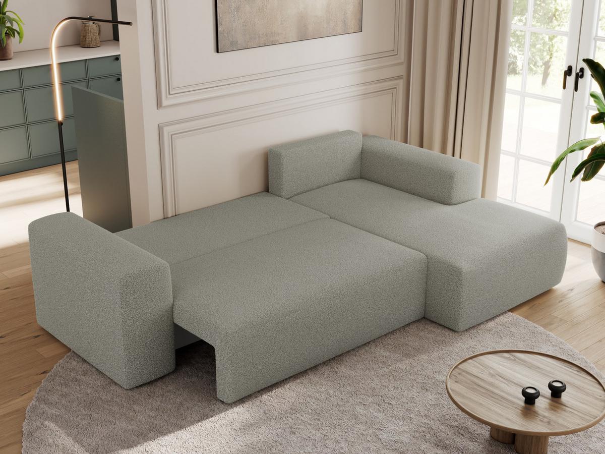 ECKSOFA TRENTINO L Hellgrau Boucle - Rechts - Hellgrau/Schwarz, Kunststoff/Textil (164/266cm) - MKS
