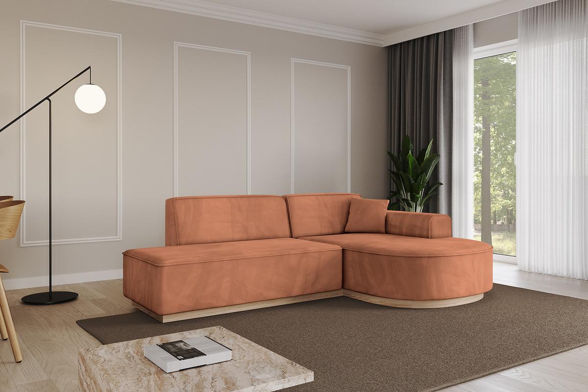 ECKSOFA Ottomane Rechts ARRIO-L1 - 243x171x83 cm Apricot - Koralle, Holzwerkstoff/Textil (243/171cm) - ALTDECOR