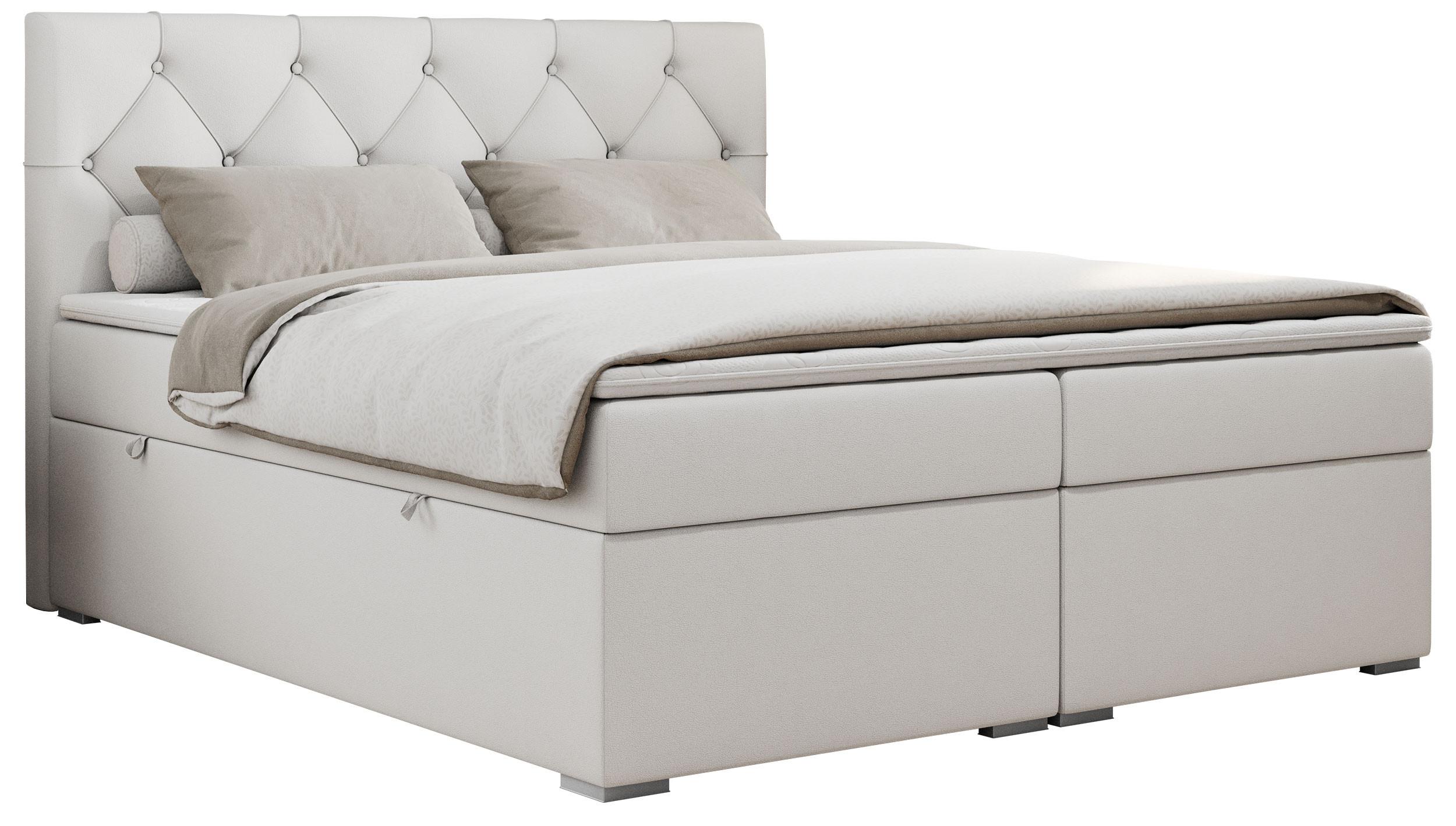 BOXBETT ALDA 160/200 Weiß Kunstleder - H3 - Weiß, Holz/Textil (160/200cm) - MKS