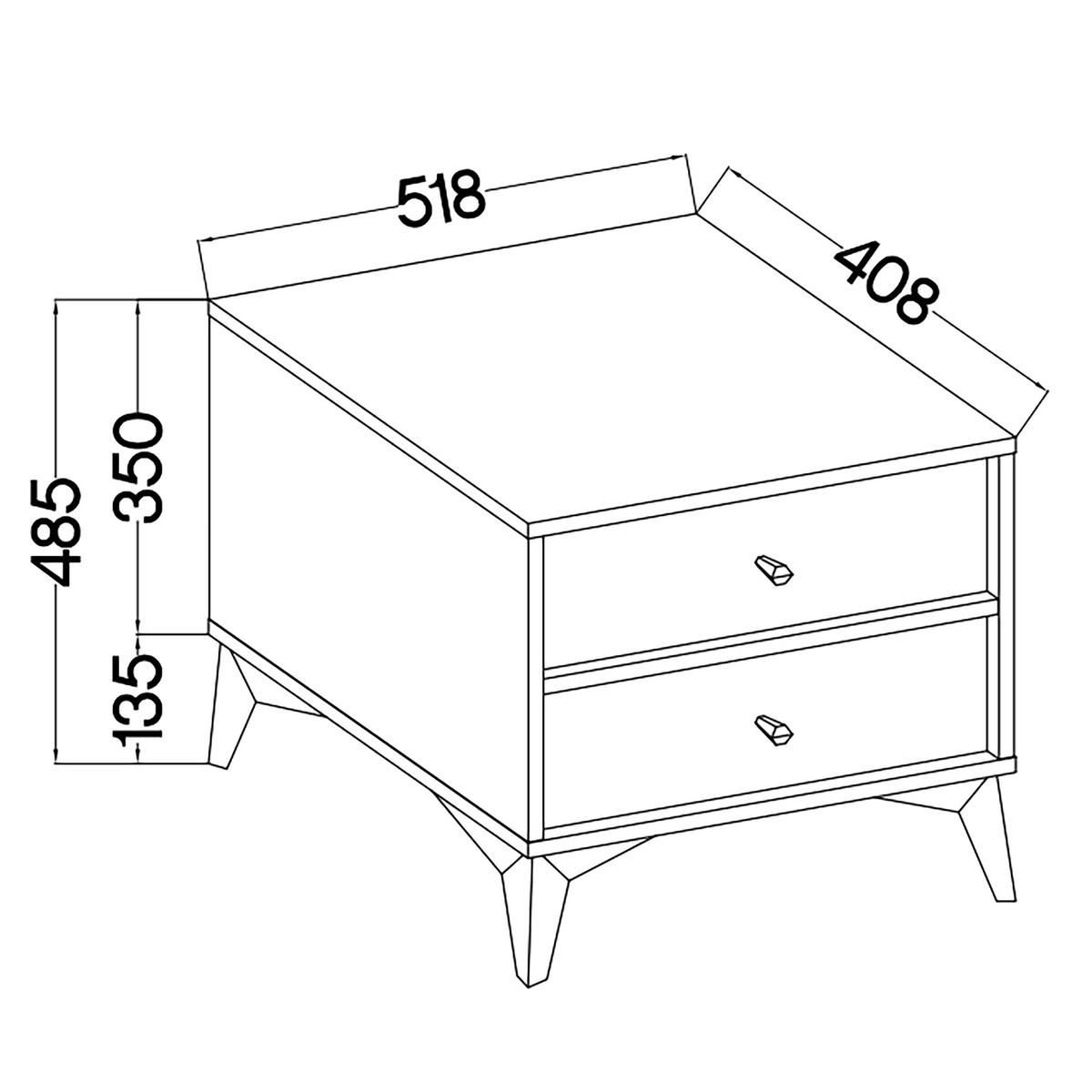 NACHTTISCH TORINO 51,8/48,5/40,8 cm Graphitfarben - Graphitfarben, Holzwerkstoff (51.8/48.5/40.8cm) - MASSENO