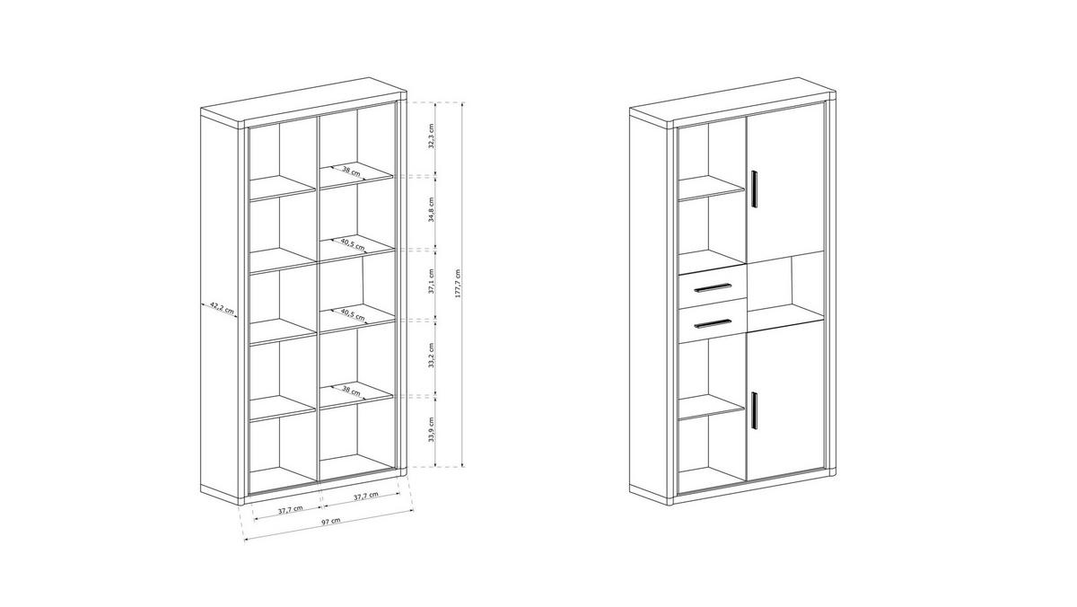 BÜCHERREGALE MALAGA 97 / 192 / 45 cm Braun - Braun, Holzwerkstoff (97/192/45cm) - MASSENO