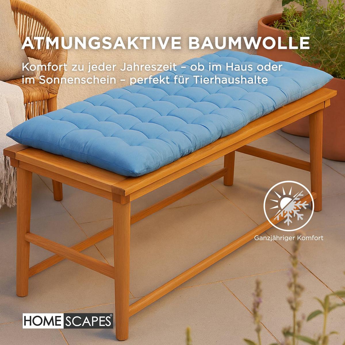 BANKAUFLAGE 2-Sitzer blau 108/42/5 cm - Blau, Textil (108/42/5cm) - Homescapes
