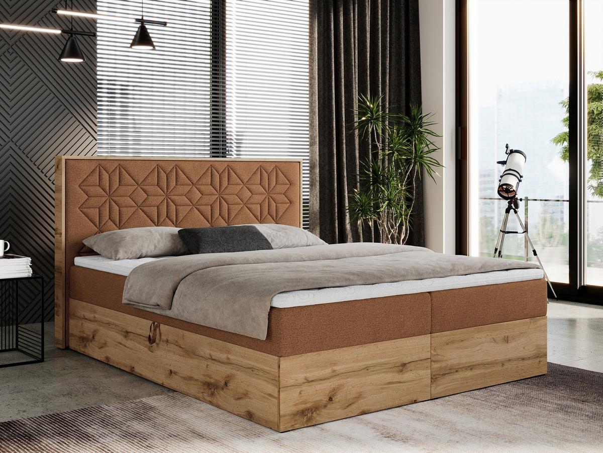 BOXBETT NESSI - 200/200 Orange Struktur - H4 - Orange, Holz/Textil (200/200cm) - MKS