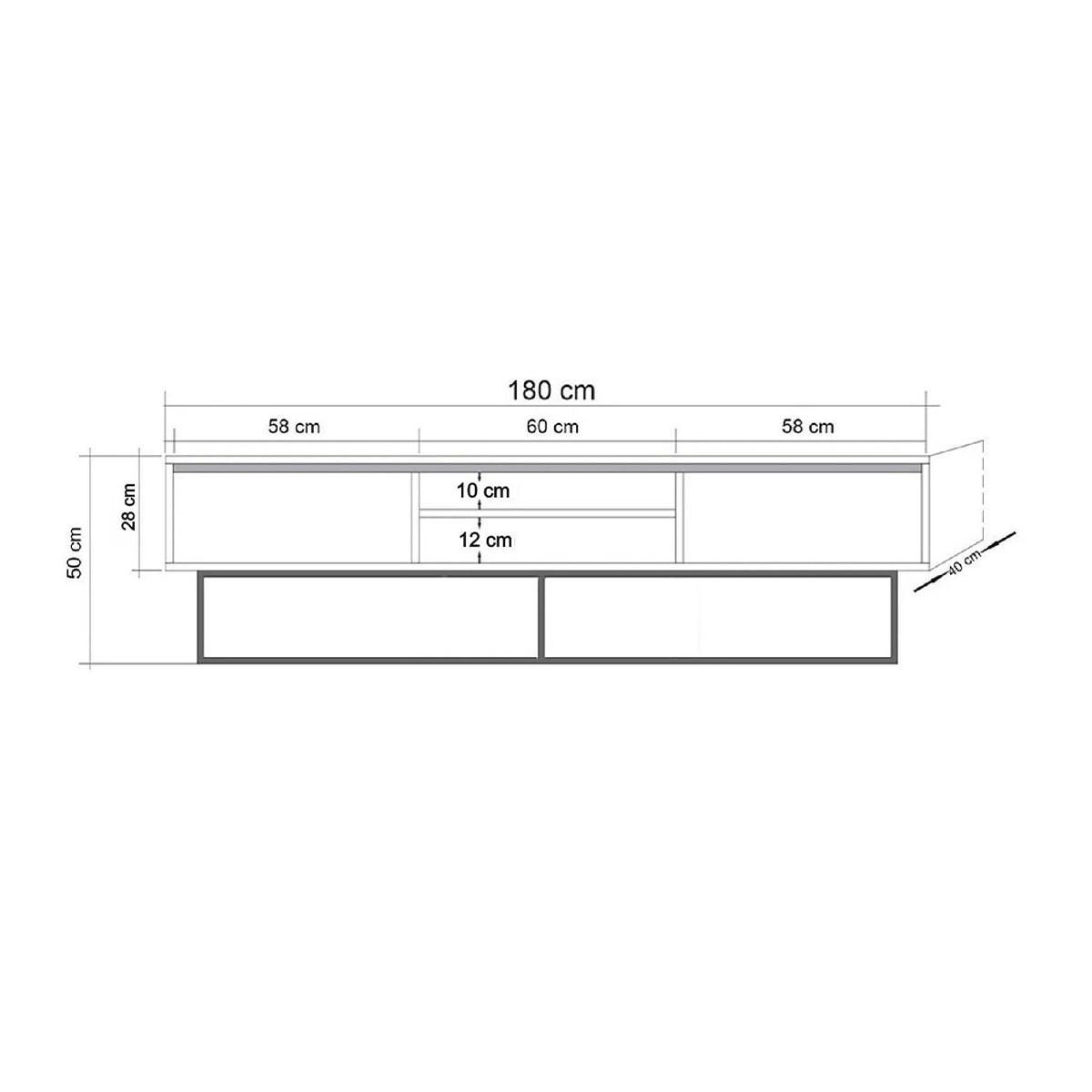 TV-MÖBEL 2 Nischen 2 Schubladen Nussbaum Dekor L180 cm - Rodez - Nussbaumfarben, Holzwerkstoff (40/50/12cm) - Calicosy