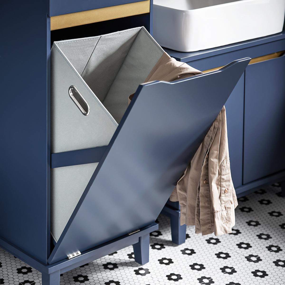 WÄSCHESCHRANK mit Wäschesack Blau - Blau, Holz/Holzwerkstoff (40/96/40cm) - SoBuy