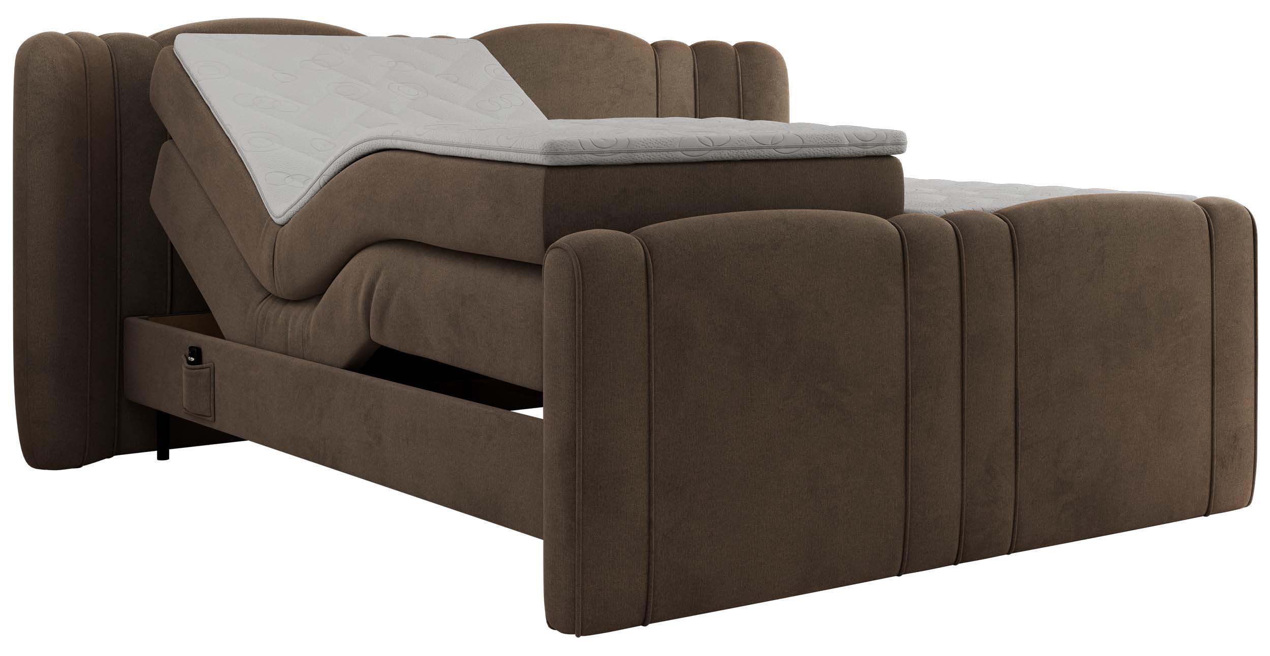 BOXBETT FORTINA 140/200 - Braun Velvet - H3 - Braun, Holz/Textil (140/200cm) - MKS