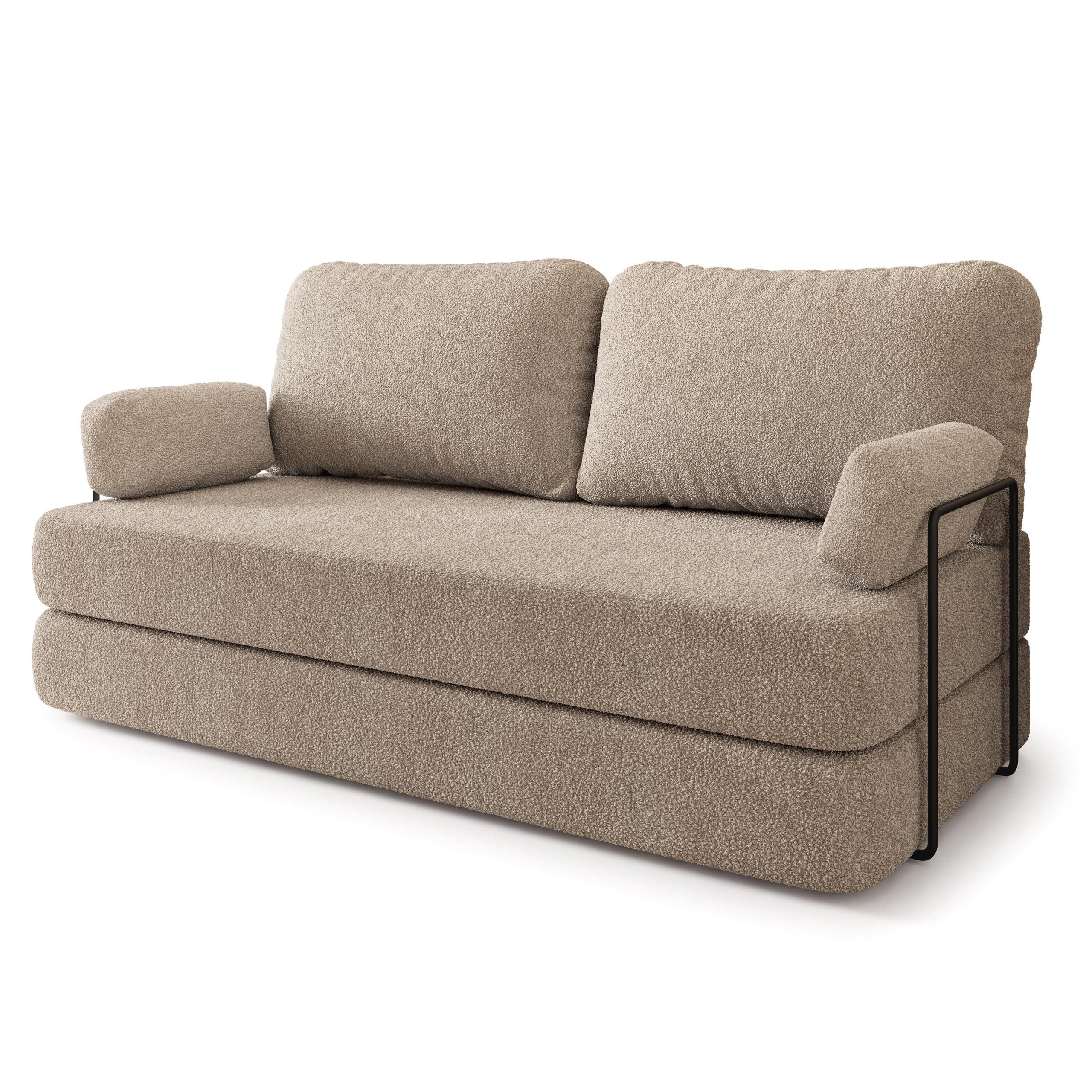 BETTSOFA NIKSI aus Schaumstoff Bucle-Stoff Beige Schlaffunktion - Beige, Textil (170/86/80cm) - MASSENO