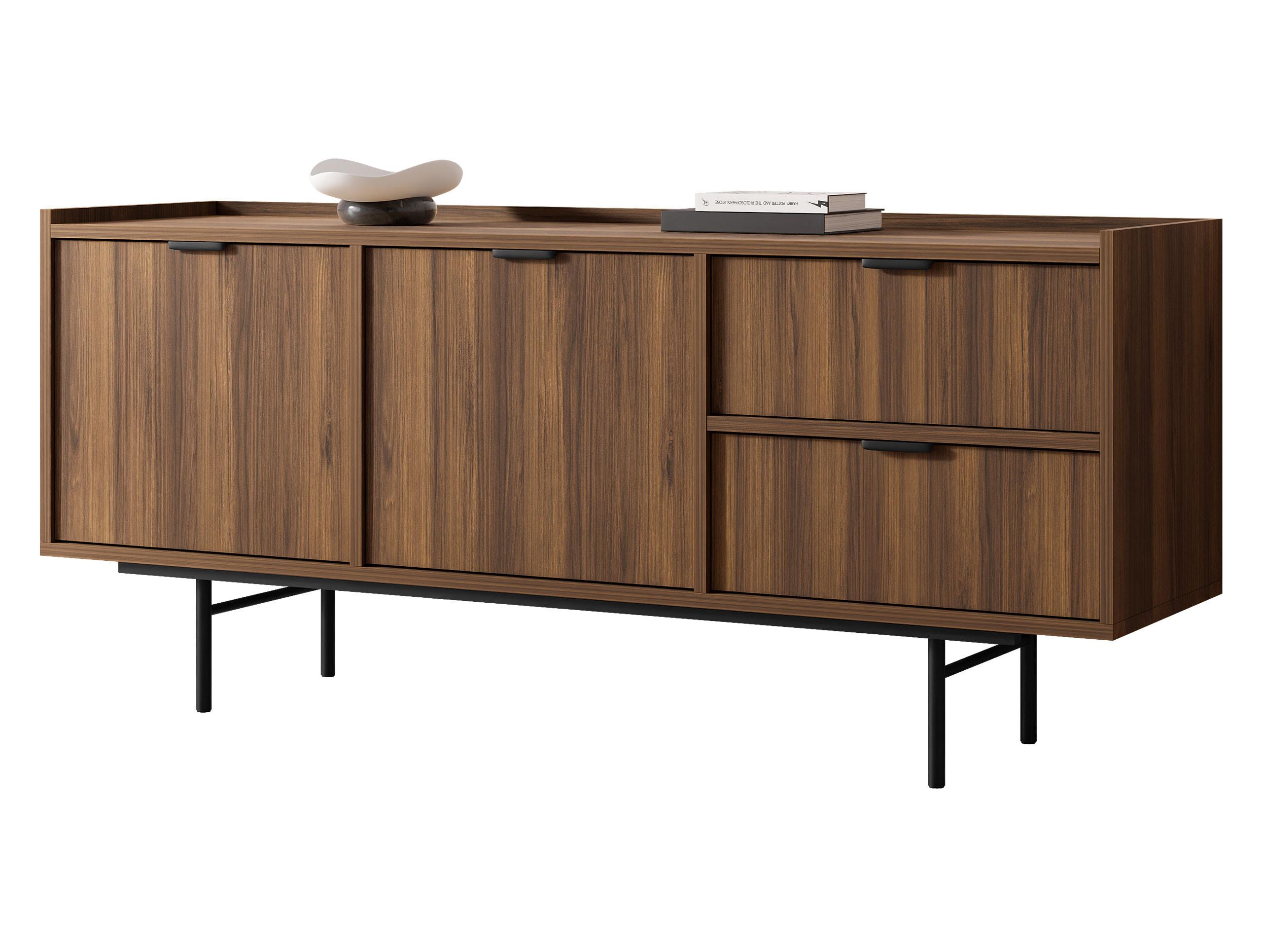 SIDEBOARD Edison 2D2S - Nussbaumfarben/Schwarz, Holzwerkstoff/Metall (150/68/40cm) - MIRJAN24