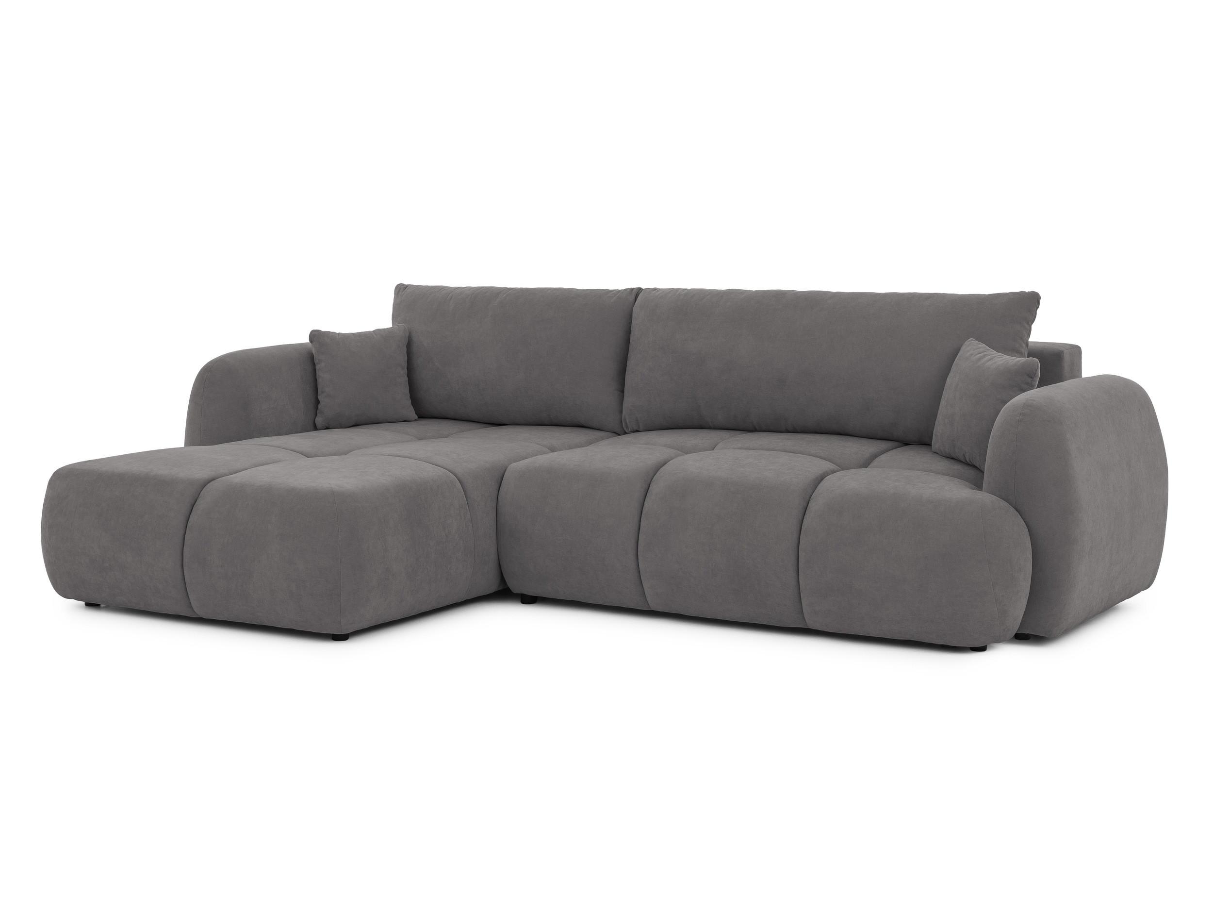 ECKSOFA Loretto aus natürlichem Taupe Webstoff mit Schlaffunktion, Bettkasten und tiefen Steppungen in Bubble-Optik - Taupe/Schwarz, Holz/Kunststoff (180/275cm) - S-Style