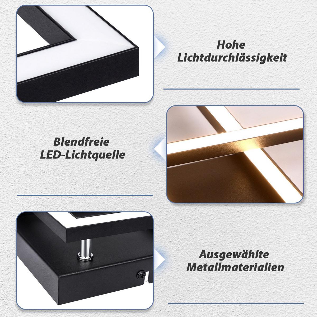 LED-DECKENLEUCHTE Mapes 46.1/46.1/5.8 cm - Schwarz, Metall (46.1/46.1/5.8cm) - Nettlife