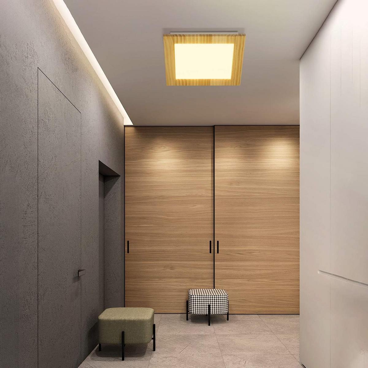 LED-DECKENLEUCHTE Heinrich 30/30/5 cm - Braun, Holzwerkstoff (30/30/5cm) - Nettlife