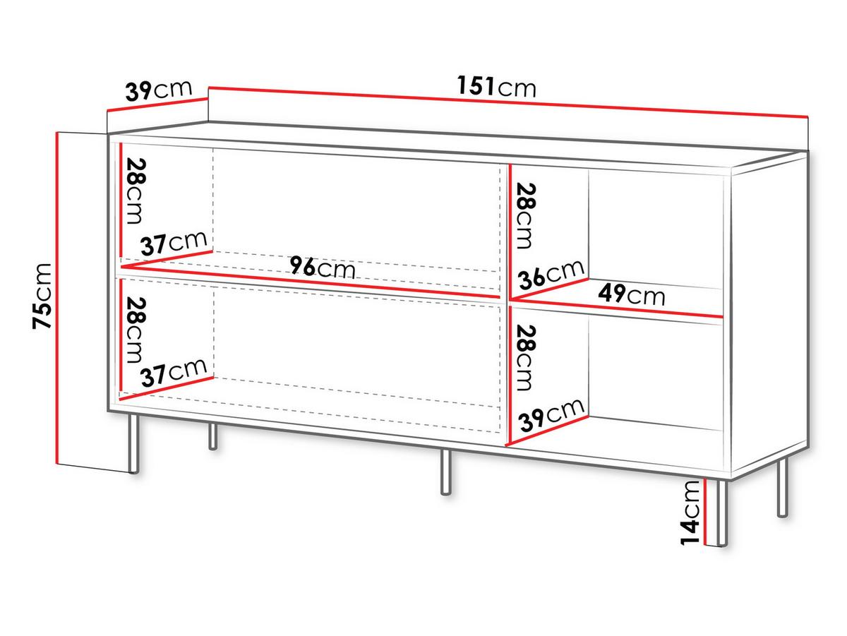 KOMMODE Masha 150 2D2P - Kaschmir/Schwarz, Holzwerkstoff/Metall (151/75/39cm) - MIRJAN24
