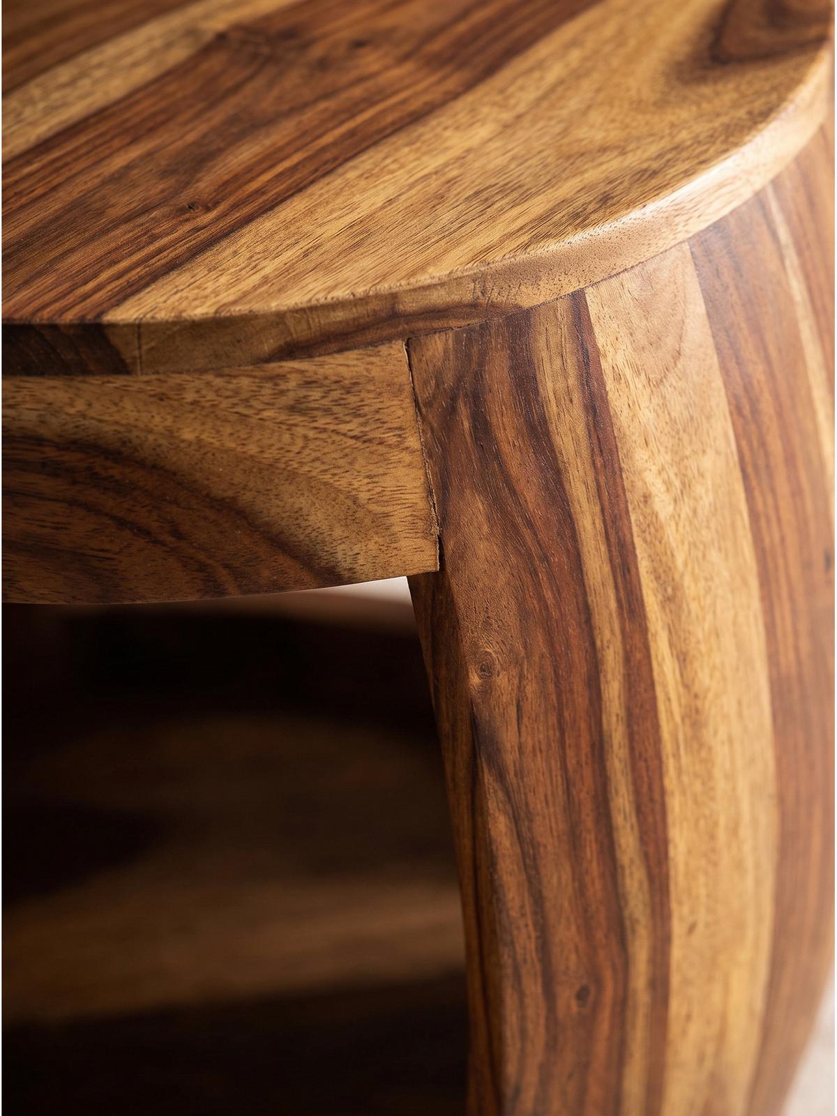 BEISTELLTISCH ANTEQUERA, Dunkles Massivholz, Ø 50 x 40 cm - Dunkelbraun/Braun, Holz (50/50/40cm) - KADIMA DESIGN