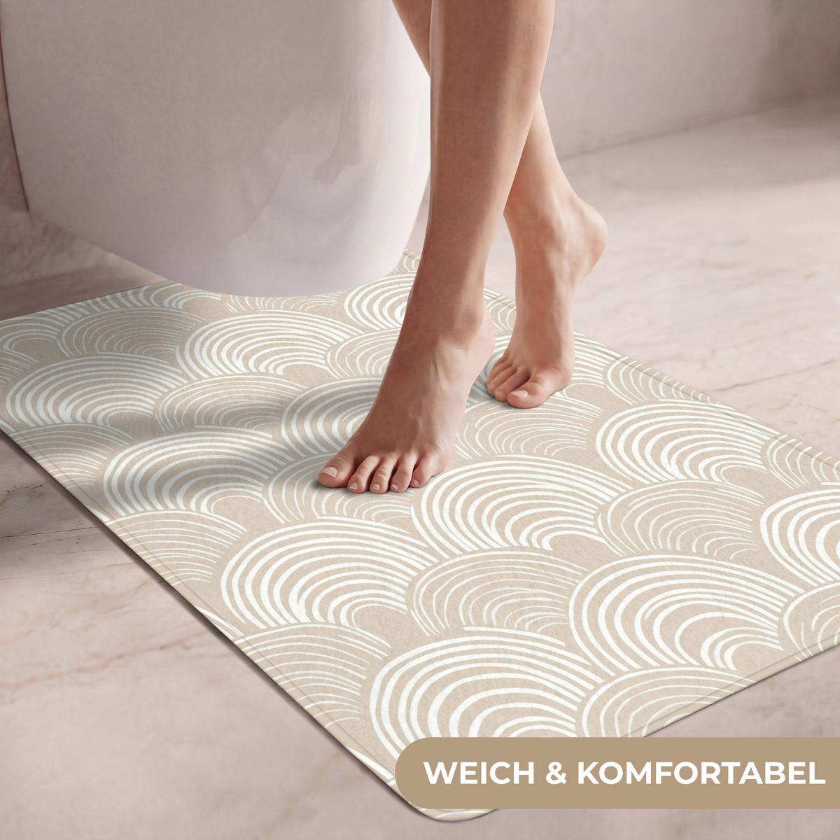 WC-VORLEGER Wellen - Textur - Beige Toilettenvorleger 60x90 cm - Kaschmir, Textil (60/1cm) - OnlyWow