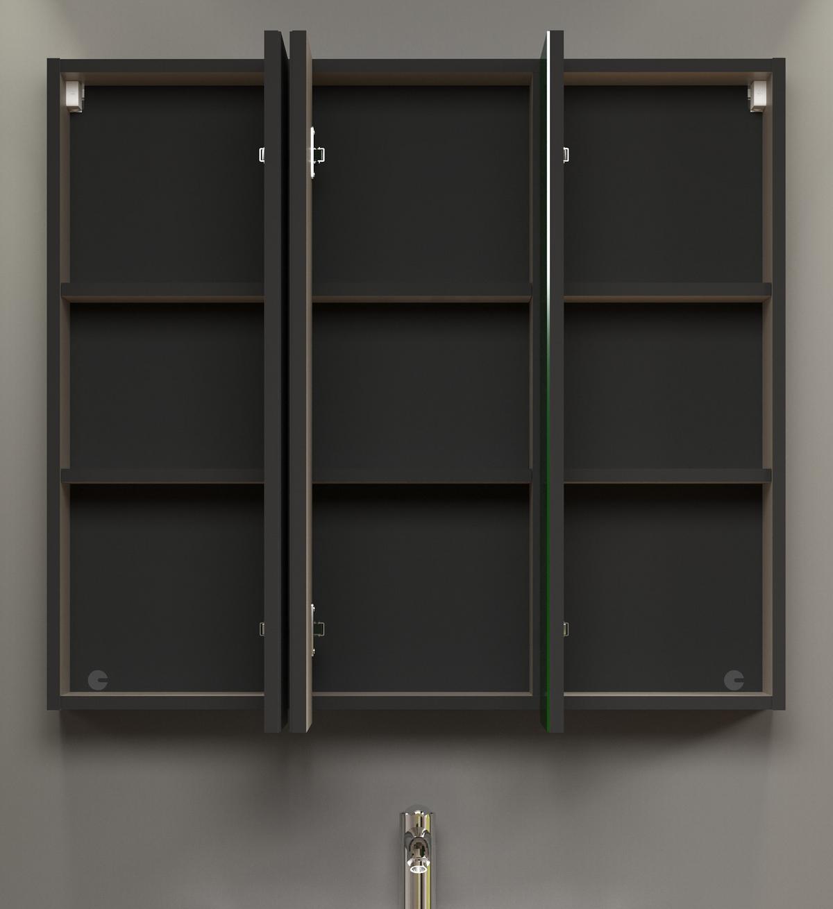 BADMÖBEL-SET Kaschmir, grau 90 x 186 cm 2-teilig, Badkombination in modernem Design - Schwarz/Grau, Glas/Holzwerkstoff (90/80/20cm) - Top.Furn