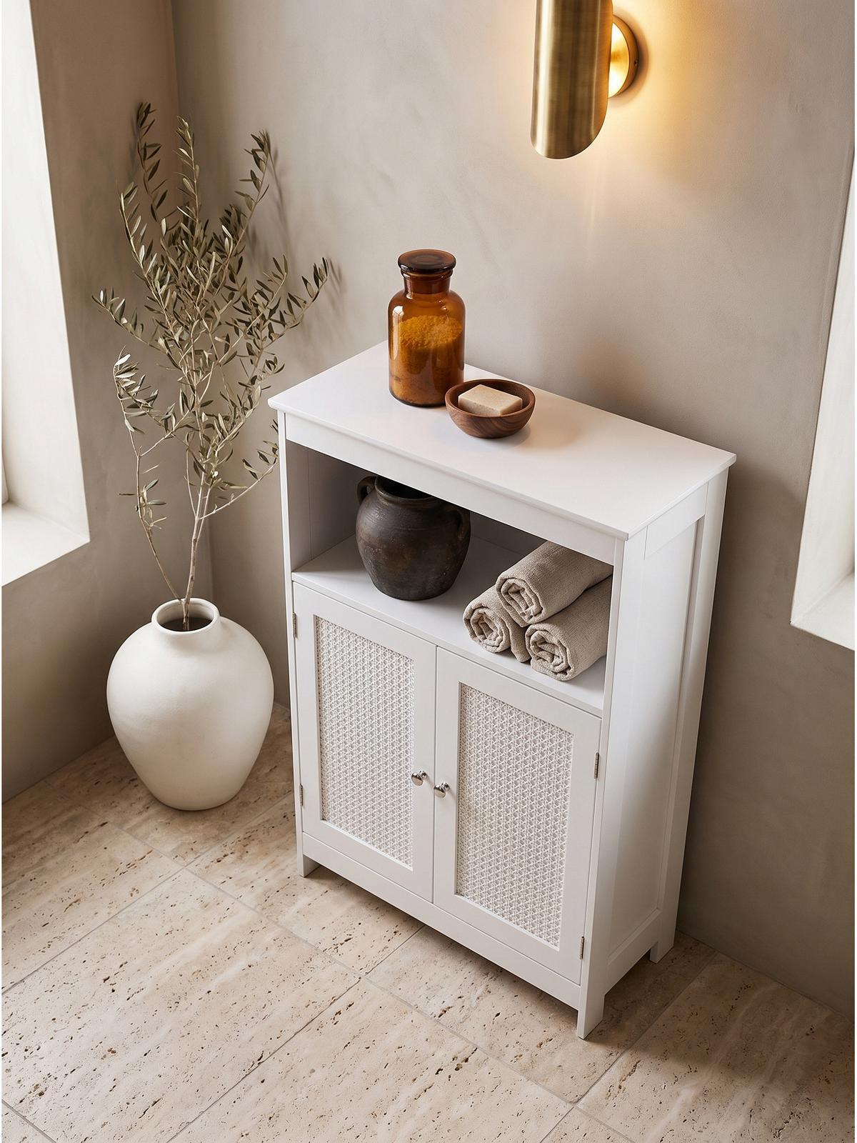 BADSCHRANK ADOUR, MDF, mit Stauraum, Weiß, 60 x 28 x 80 cm - Weiß, Holzwerkstoff/Metall (60/80/28cm) - KADIMA DESIGN