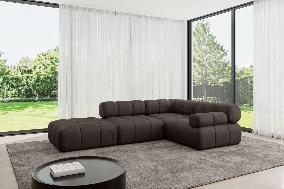ECKSOFA modulares Sofa Felto-L1 - 285x190x70 cm Braun Velours - Braun, Holzwerkstoff/Textil (285/190cm) - ALTDECOR