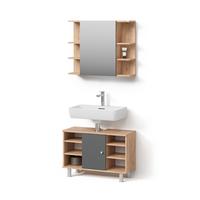 BADMÖBEL-SET Fucino Goldkraft Eiche 2 Teile, Unterschrank 80 cm - Honigeiche, Holzwerkstoff (80/64/32cm) - Livinity®