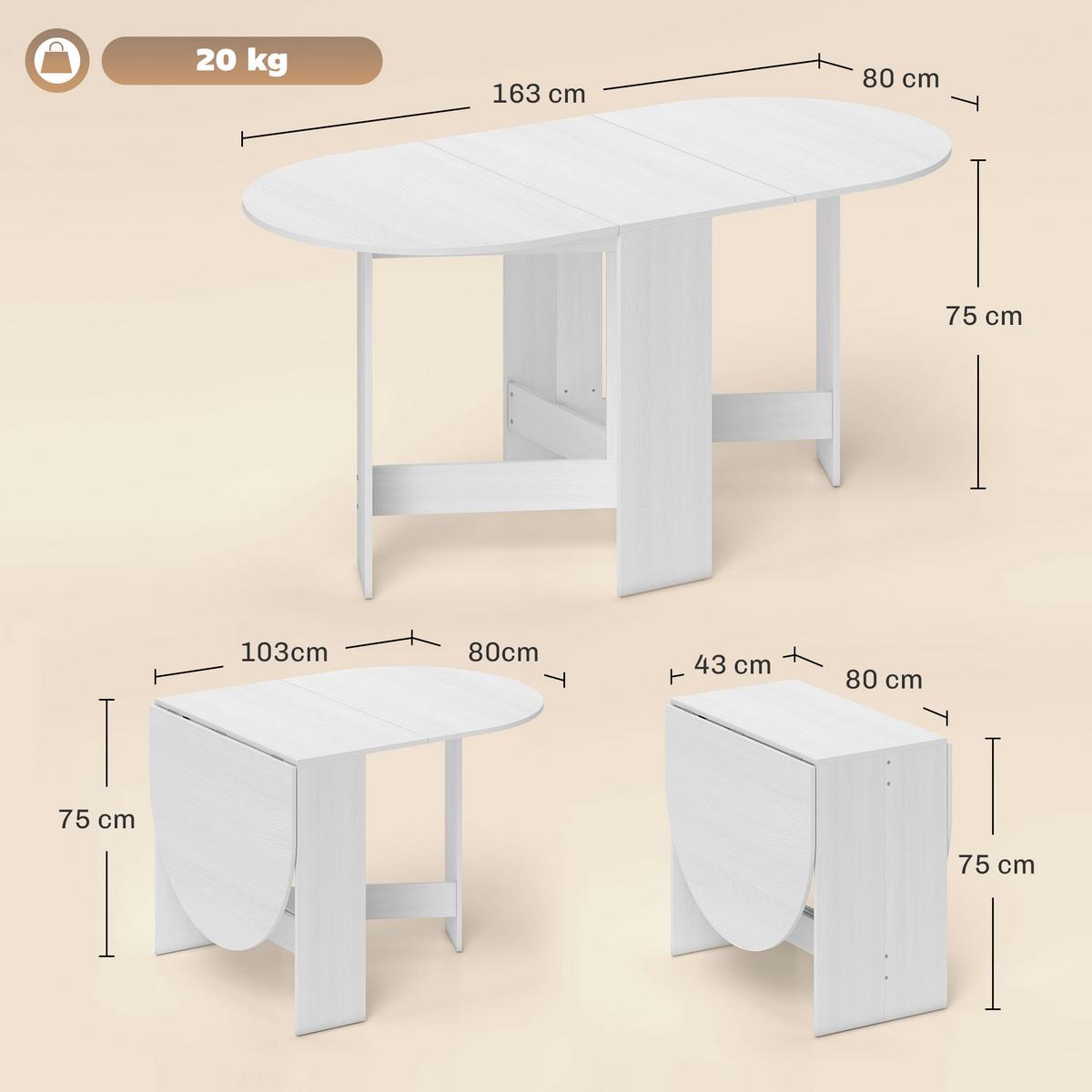 ESSTISCH Tyvos 163/80/75 cm - Weiß, Holz (163/80/75cm) - ZMH