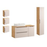 BADMÖBEL 120cm Mallory 2er-Set Beige und Holz - Beige, Holzwerkstoff (120/59.5/46cm) - Petits-meubles
