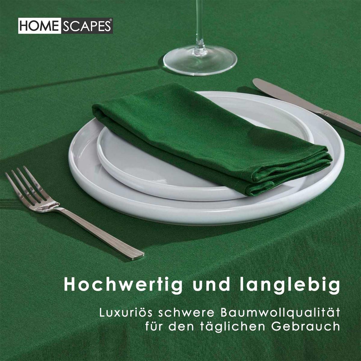 TISCHDECKE dunkelgrün 137/228 cm, 100% Baumwolle - Dunkelgrün, Textil (137/228cm) - Homescapes