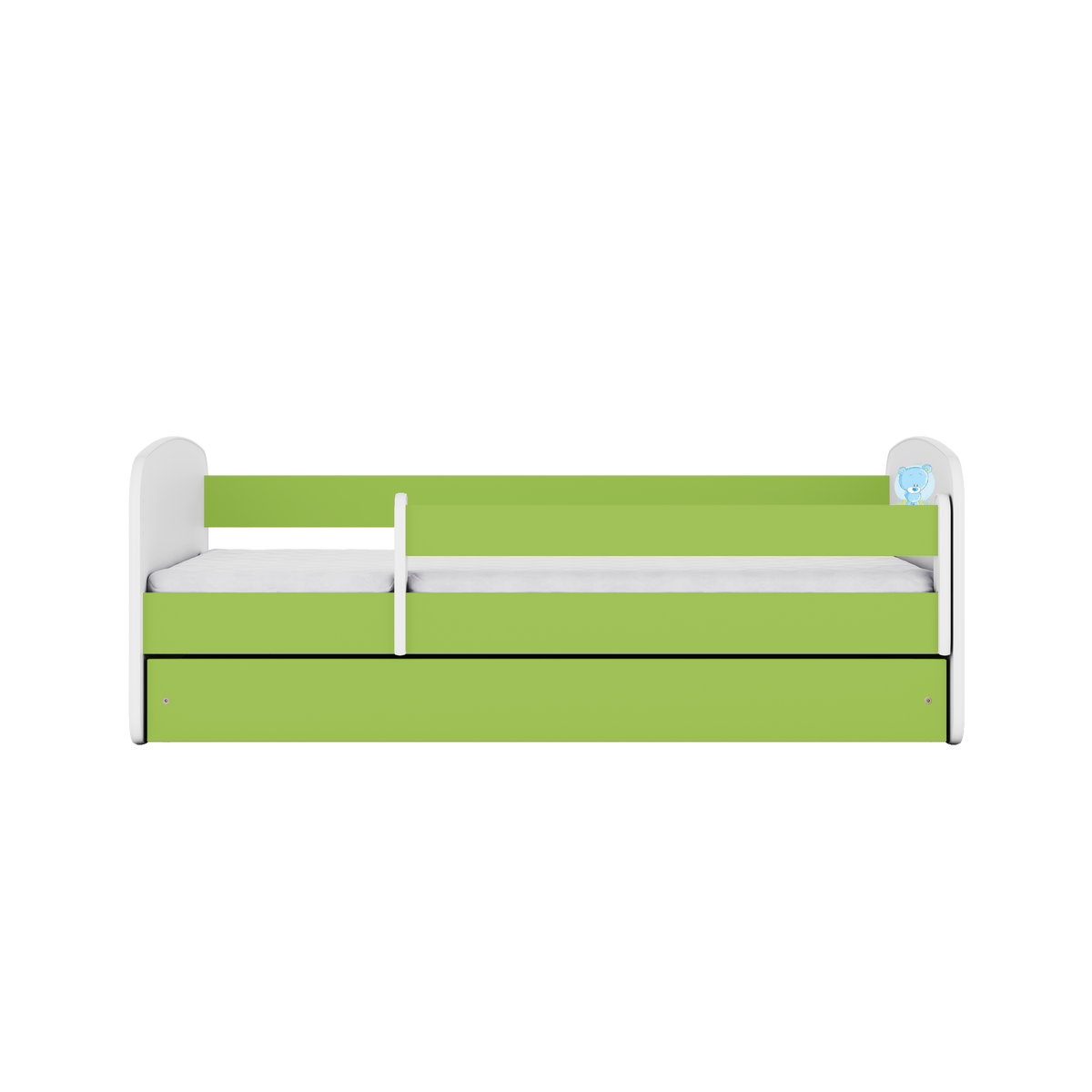 KINDERBETT blauer Teddybär Blumen mit Schublade und Matratze 140/70 - Grün, Holzwerkstoff (70/140cm) - RAUMHIRSCH FURNITURE